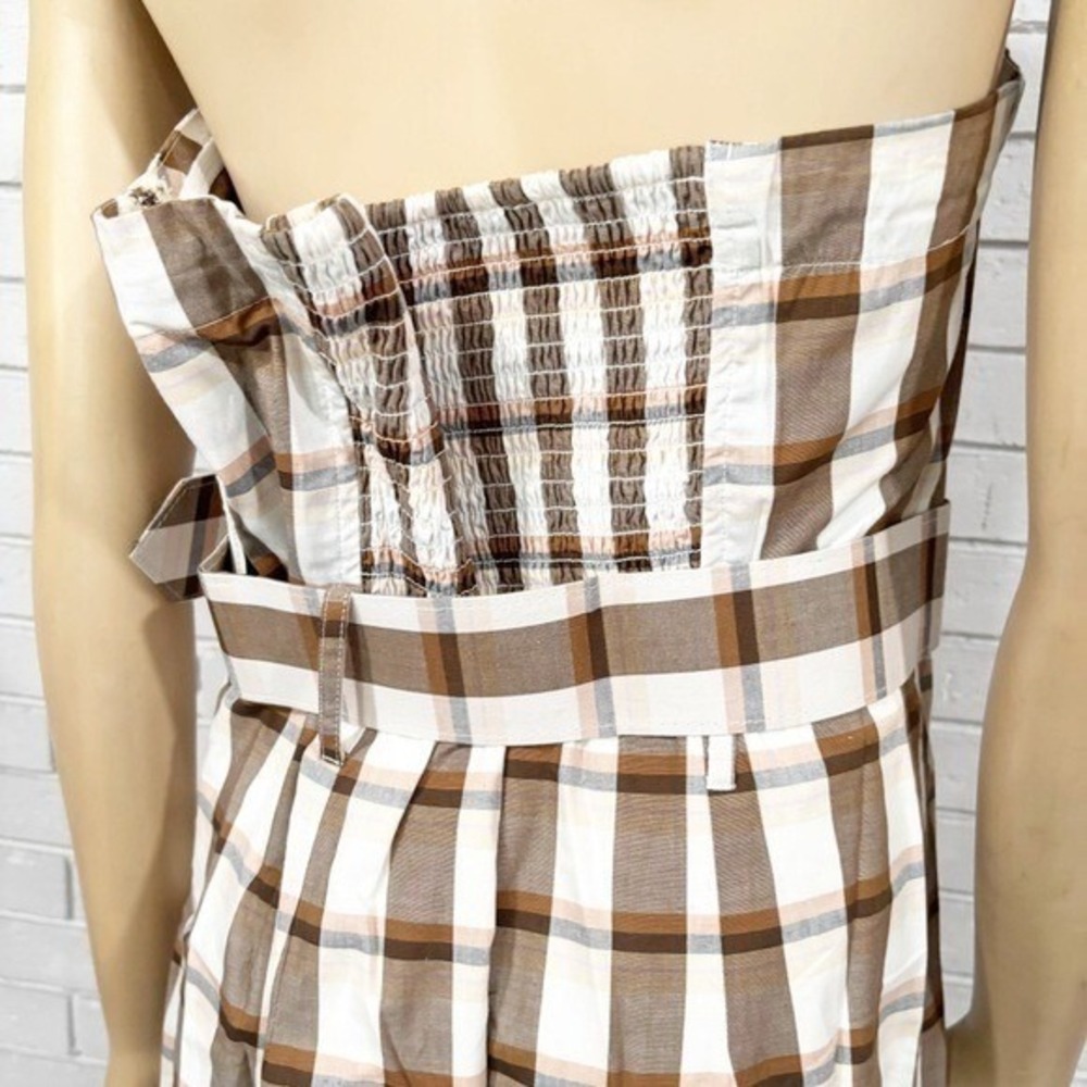 Anthropologie Maeve Women's Belted Square-Neck Strapless Plaid Dress - Size XL - Picture 11 of 12